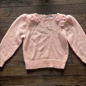 Pink Floral Embellished Women's Sweater